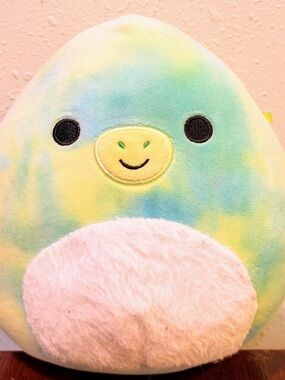 Squishmallows Pastel Tie-Dye Blue Green Yellow Plush with Pink Belly